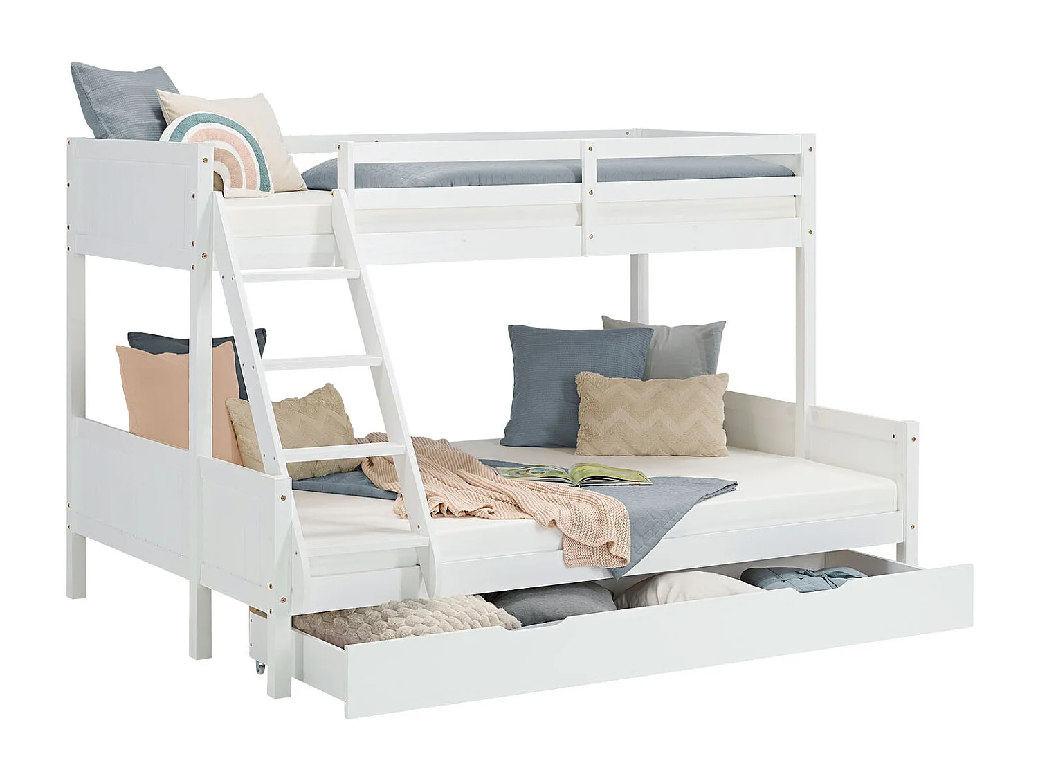 Lit superposé 90x200 et 140x200 cm blanc