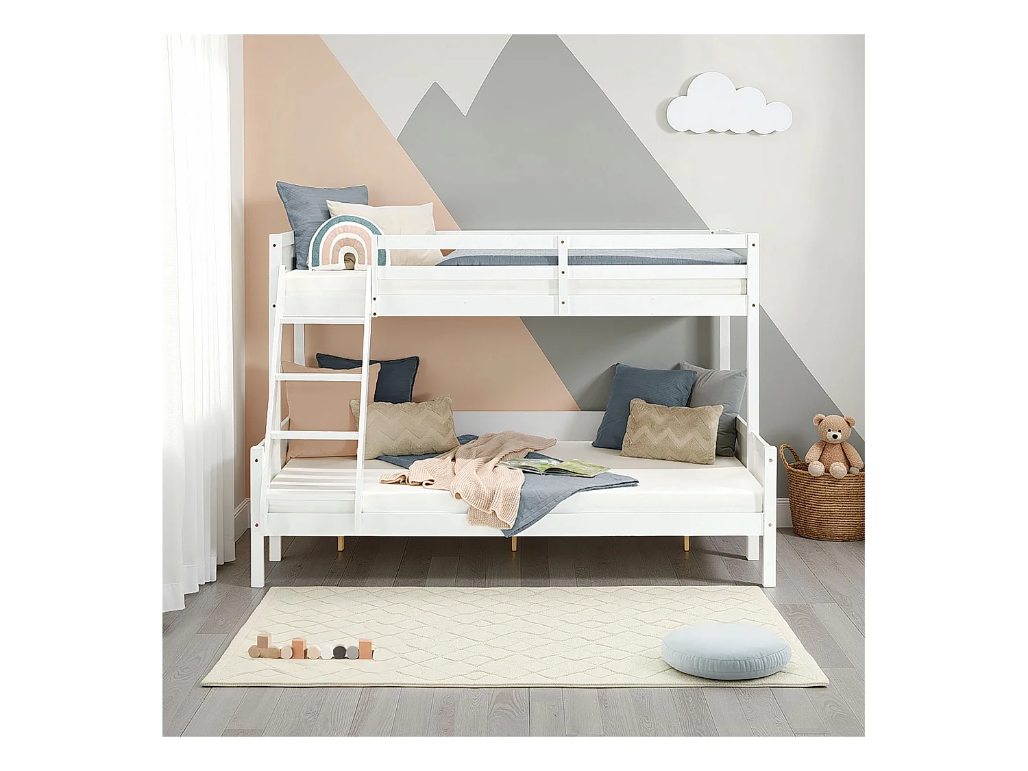 Kinderbed 90x200x140x200 cm wit