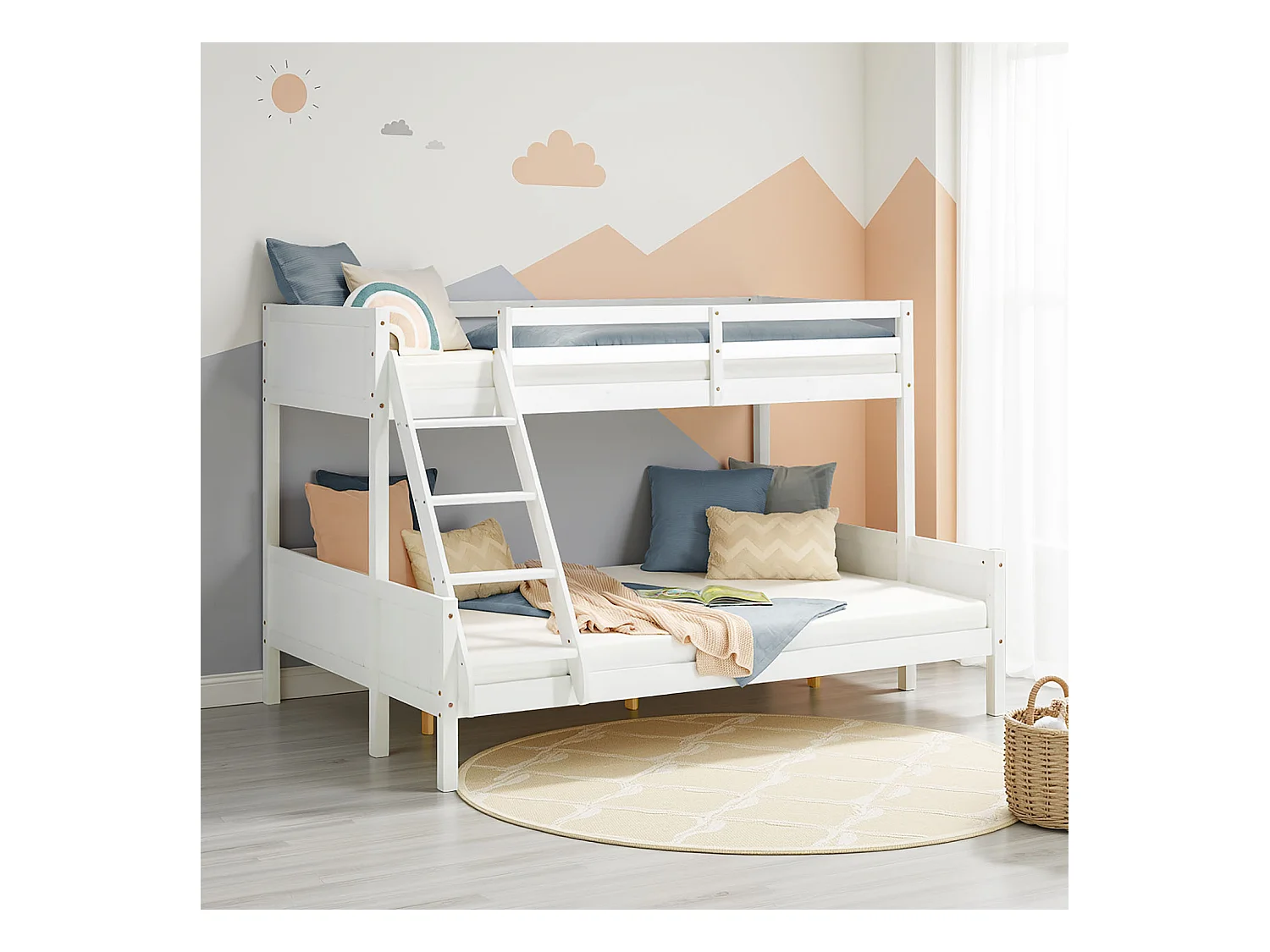 Cama infantil 90x200x140x200 cm branca