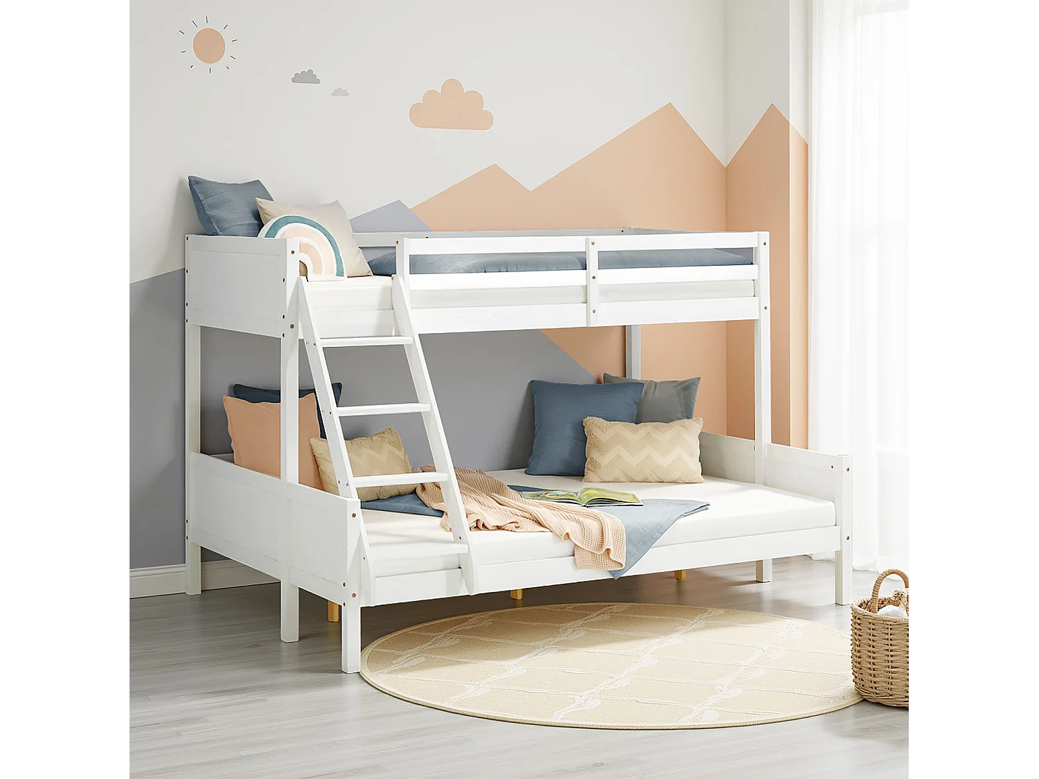 Lit enfant 90x200x140x200 cm blanc