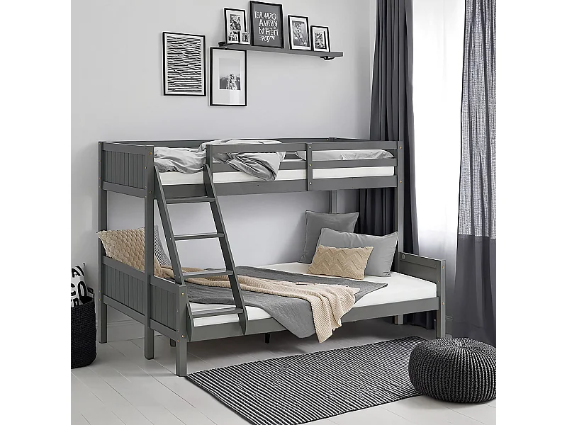 Lit superposé 90x200x140x200 cm gris