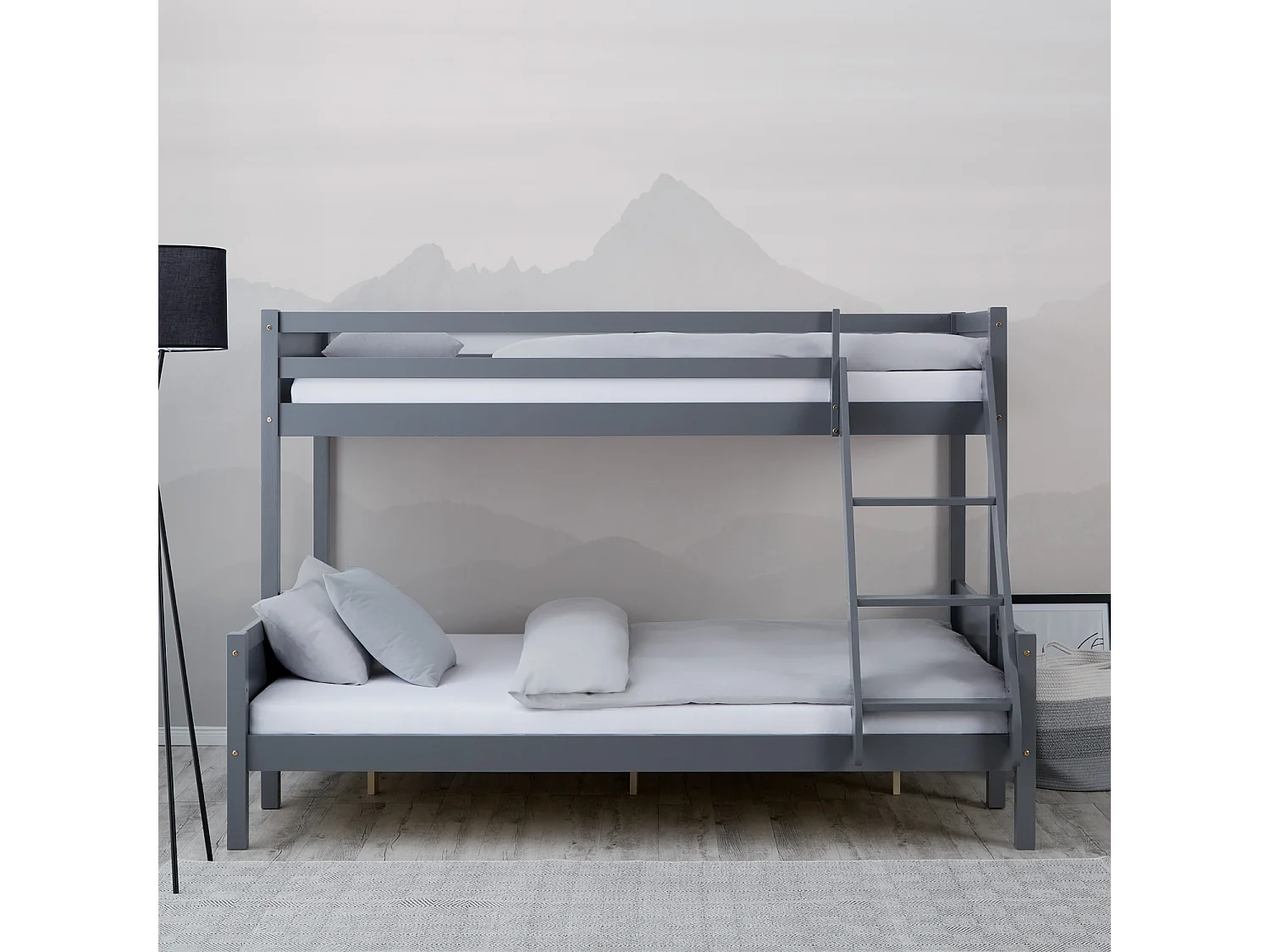 Lit superposé 90x200x140x200 cm gris