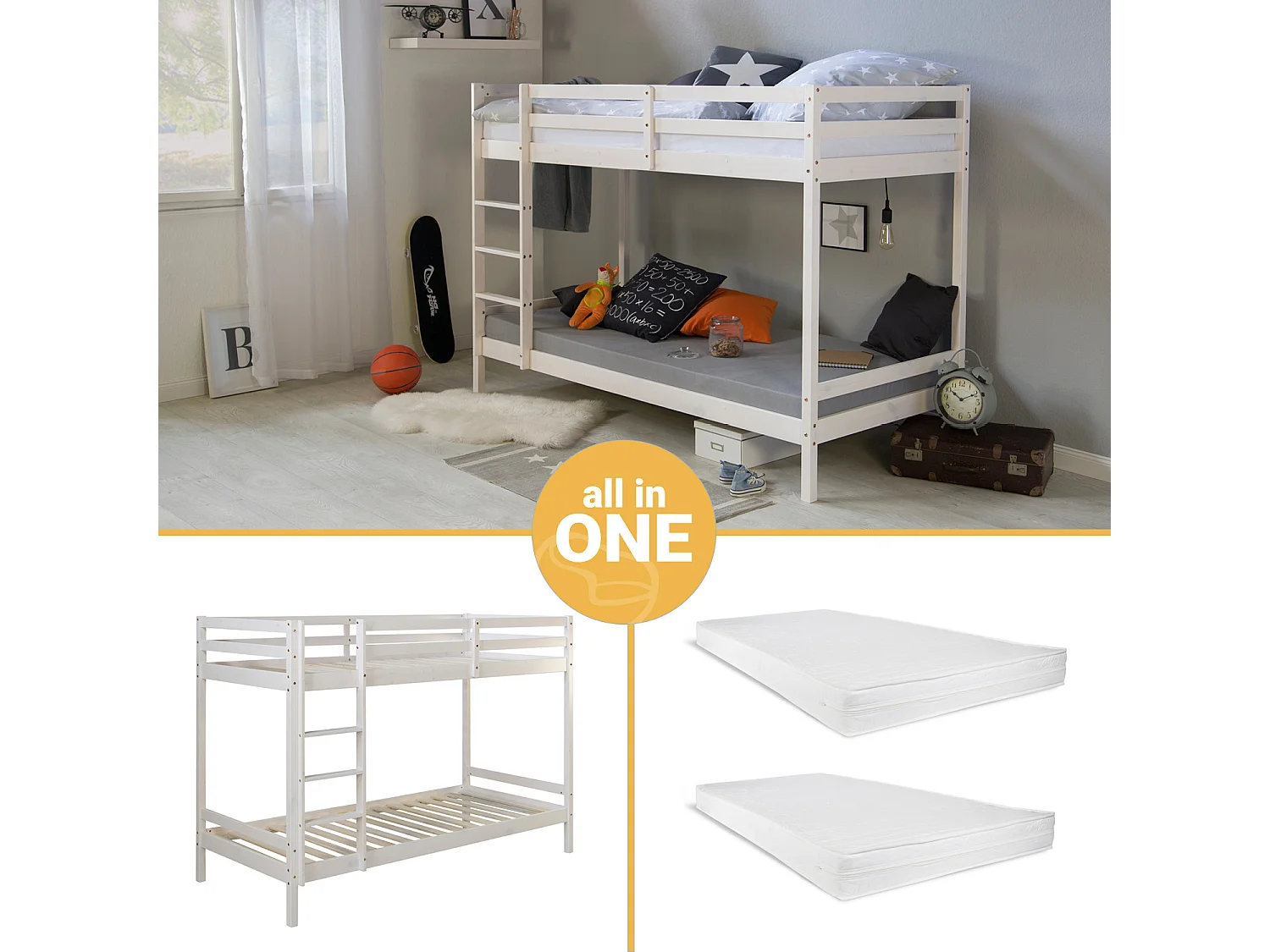 Stapelbed 207x150x96 cm wit