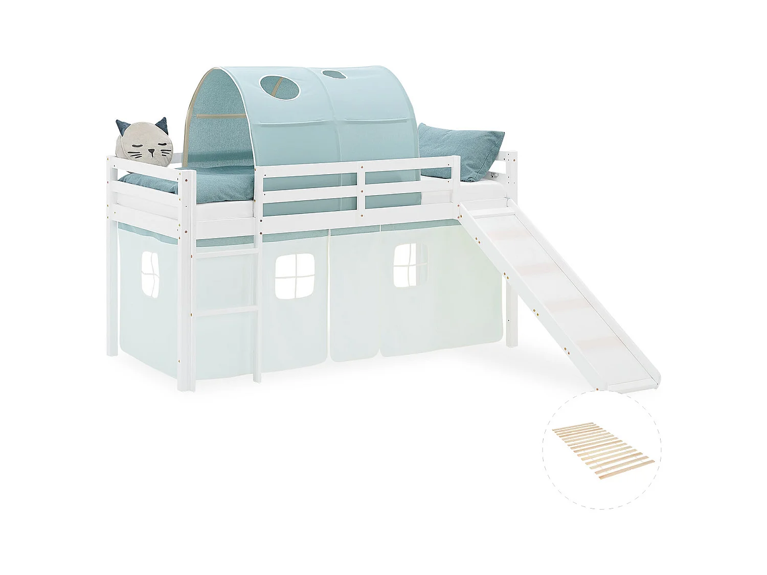 Lit mezzanine pour enfants 90x200 cm blanc