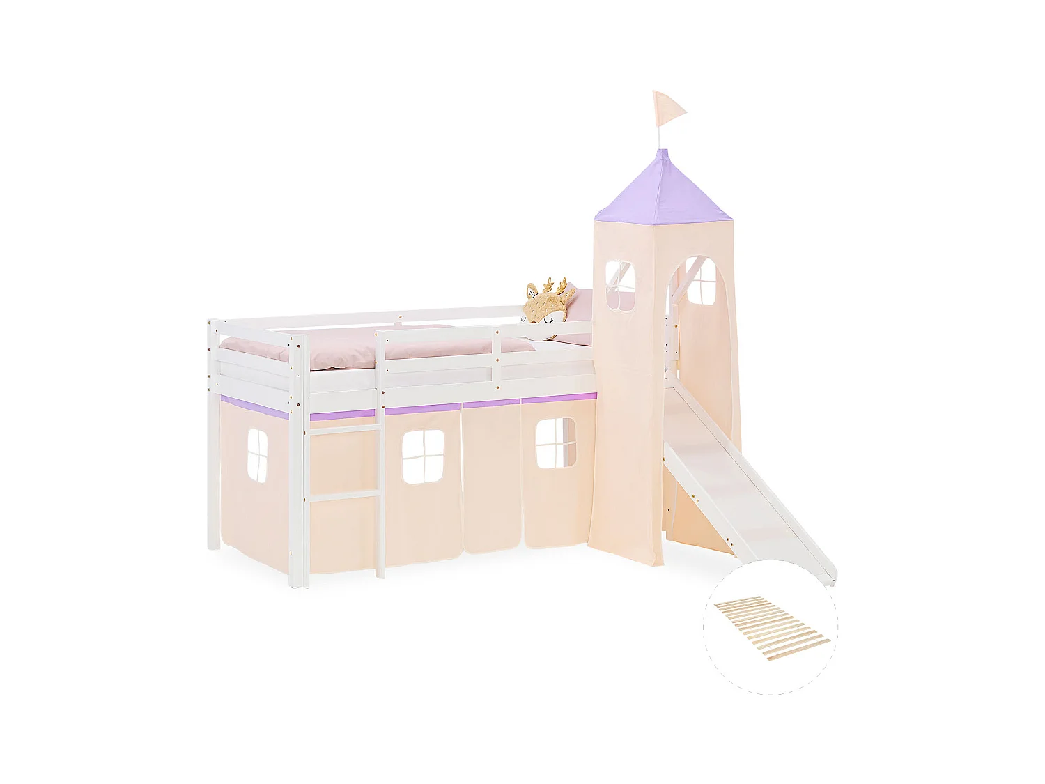 Lit mezzanine pour enfants 90x200 cm blanc