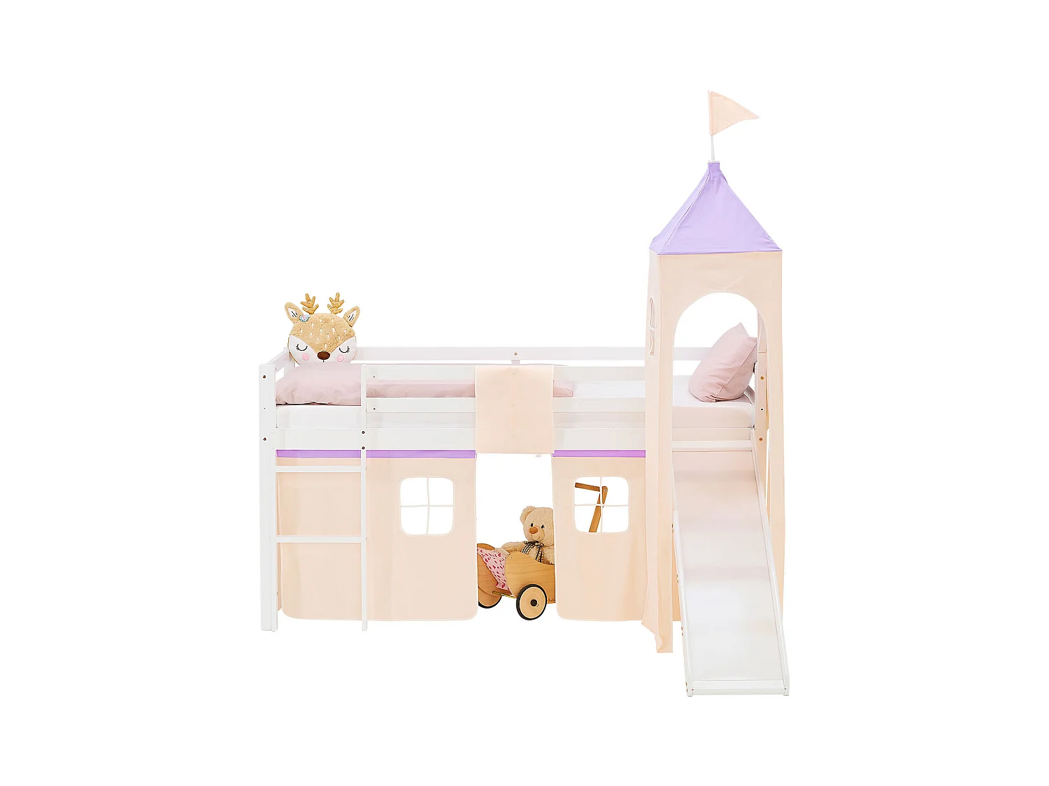 Lit mezzanine pour enfants 90x200 cm blanc