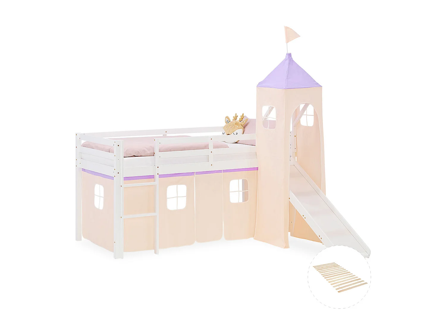 Lit mezzanine pour enfants 90x200 cm blanc