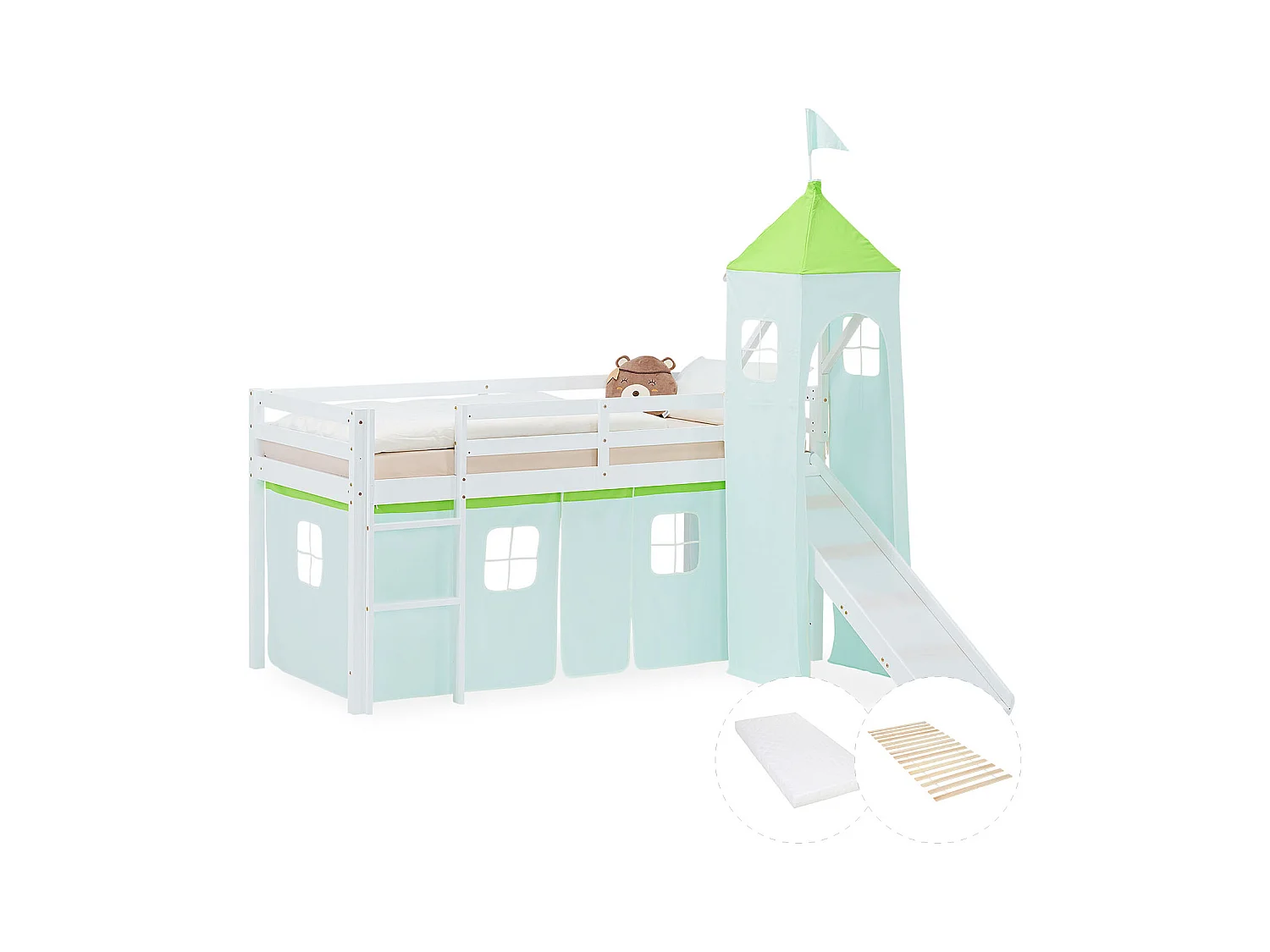 Lit mezzanine pour enfants 90x200 cm blanc
