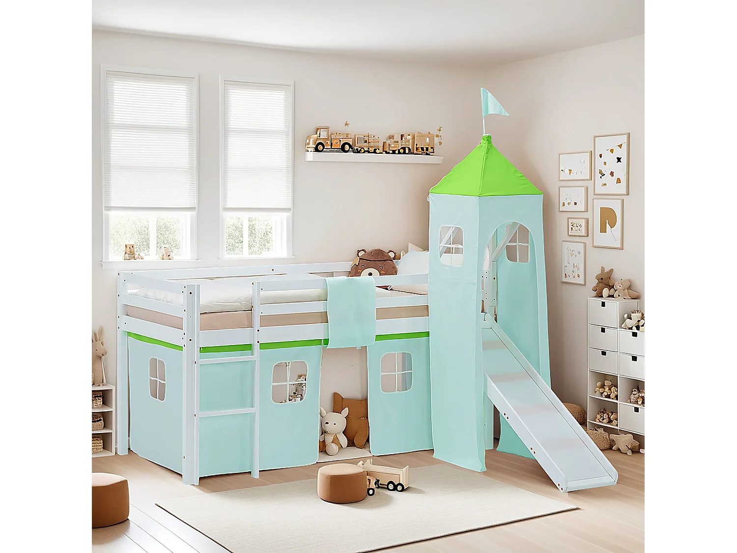 Hochbett für Kinder 90x200 cm weiß