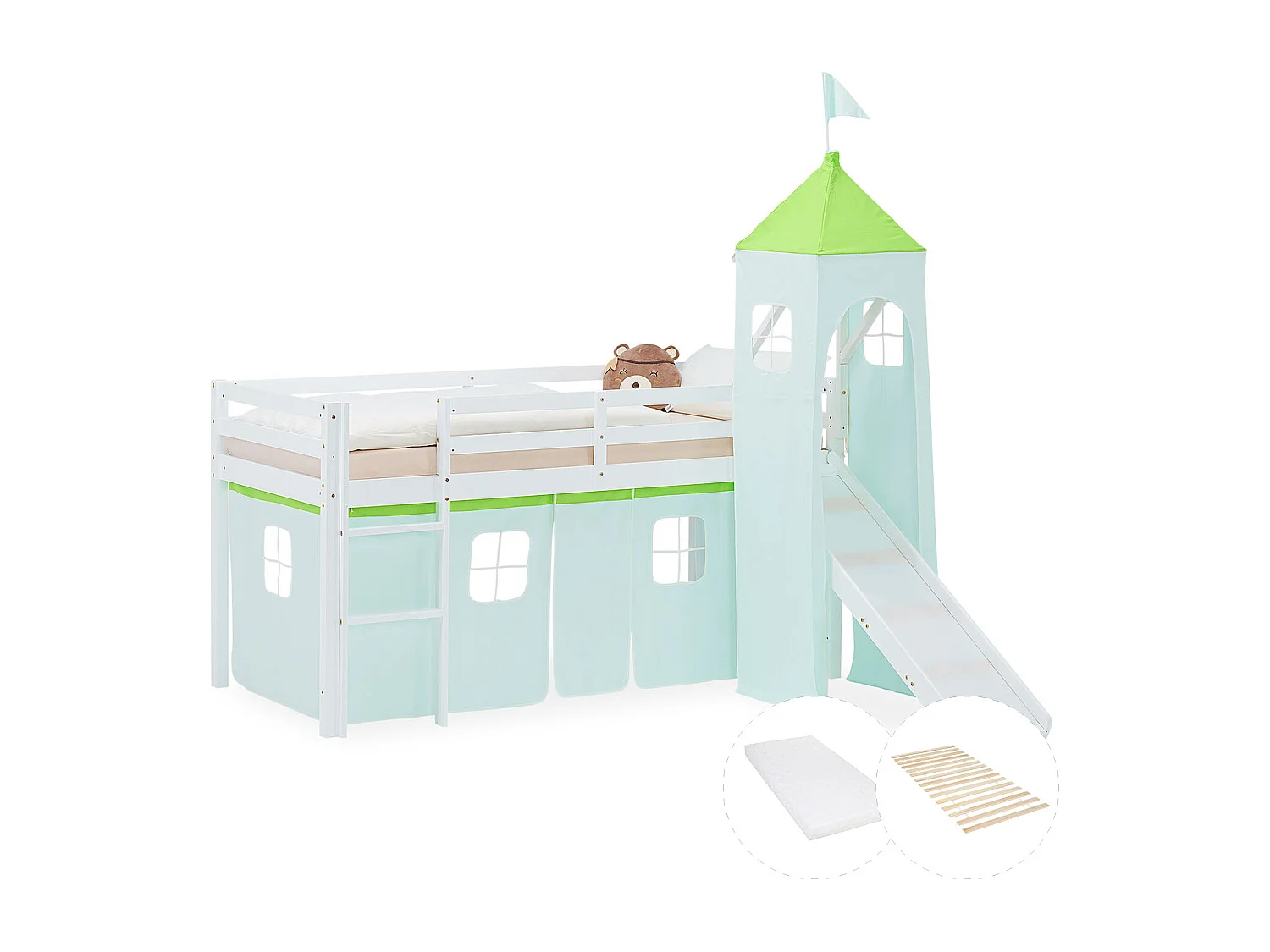 Hochbett für Kinder 90x200 cm weiß