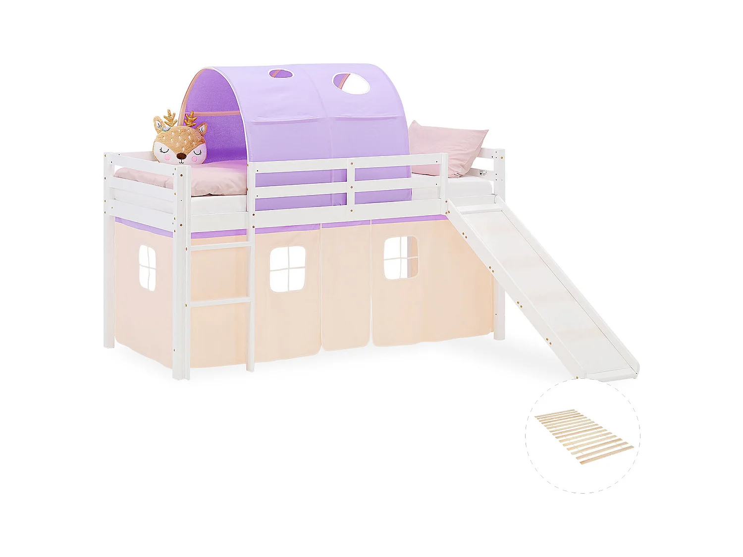 Lit mezzanine pour enfants 90x200 cm blanc