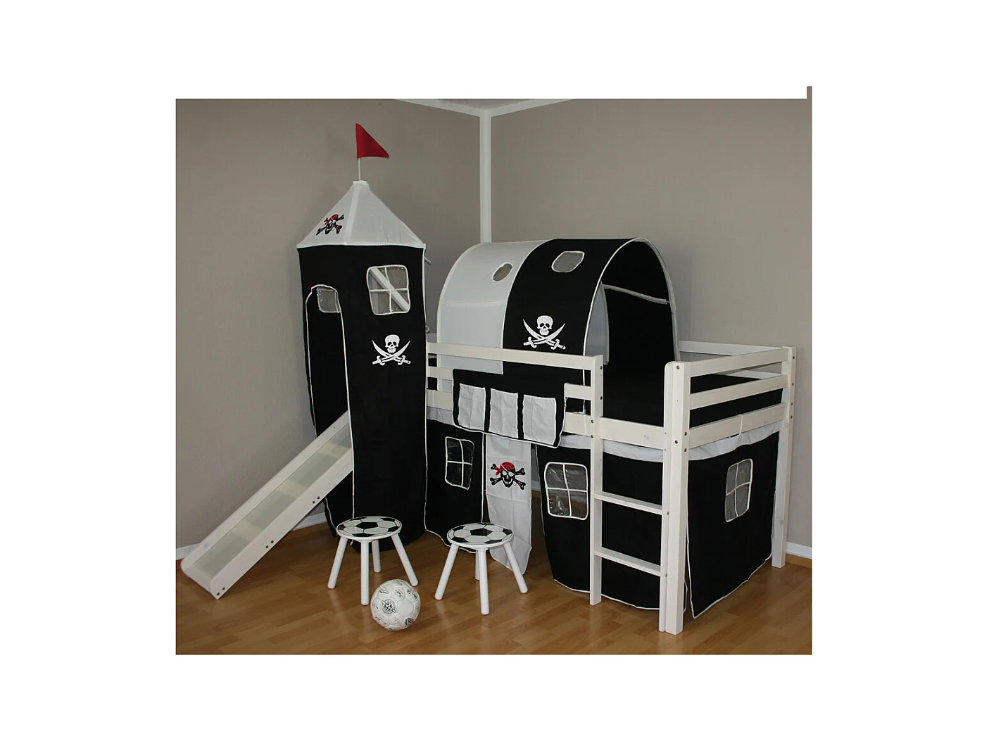 Lit superposé enfant 208x110x97 cm blanc Pirate