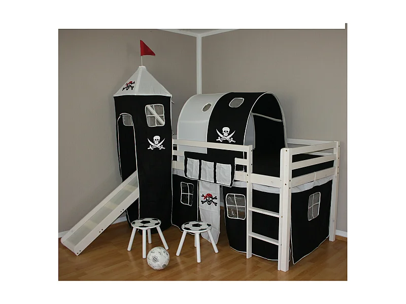 Letto a castello per bambini 208x110x97 cm bianco Pirata