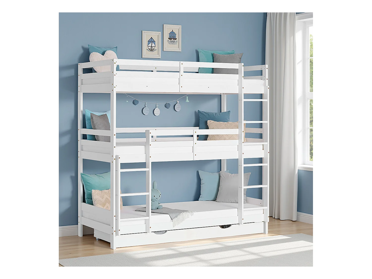 Etagenbett 205x203x103 cm weiß dreifach