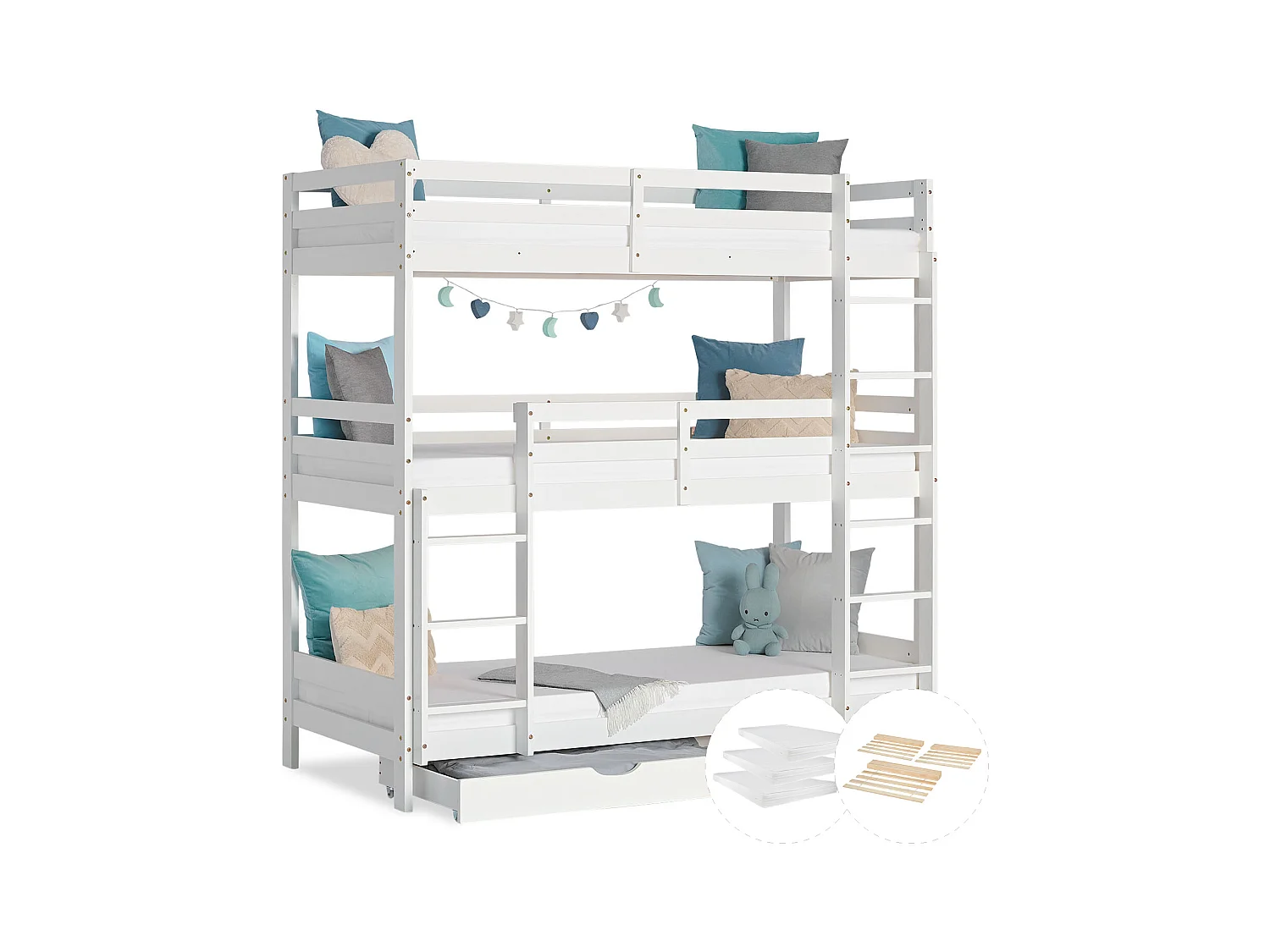 Etagenbett 205x203x103 cm weiß dreifach