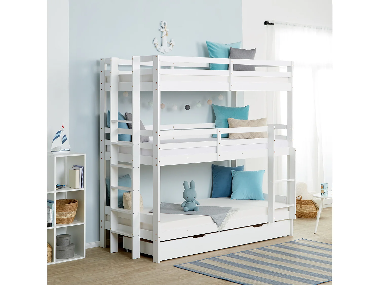 Stapelbed 205x203x103 cm wit drievoudig