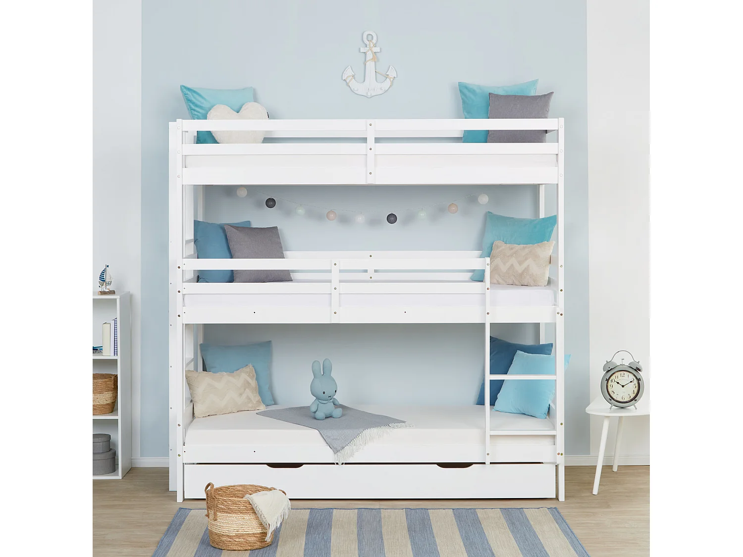 Stapelbed 205x203x103 cm wit drievoudig