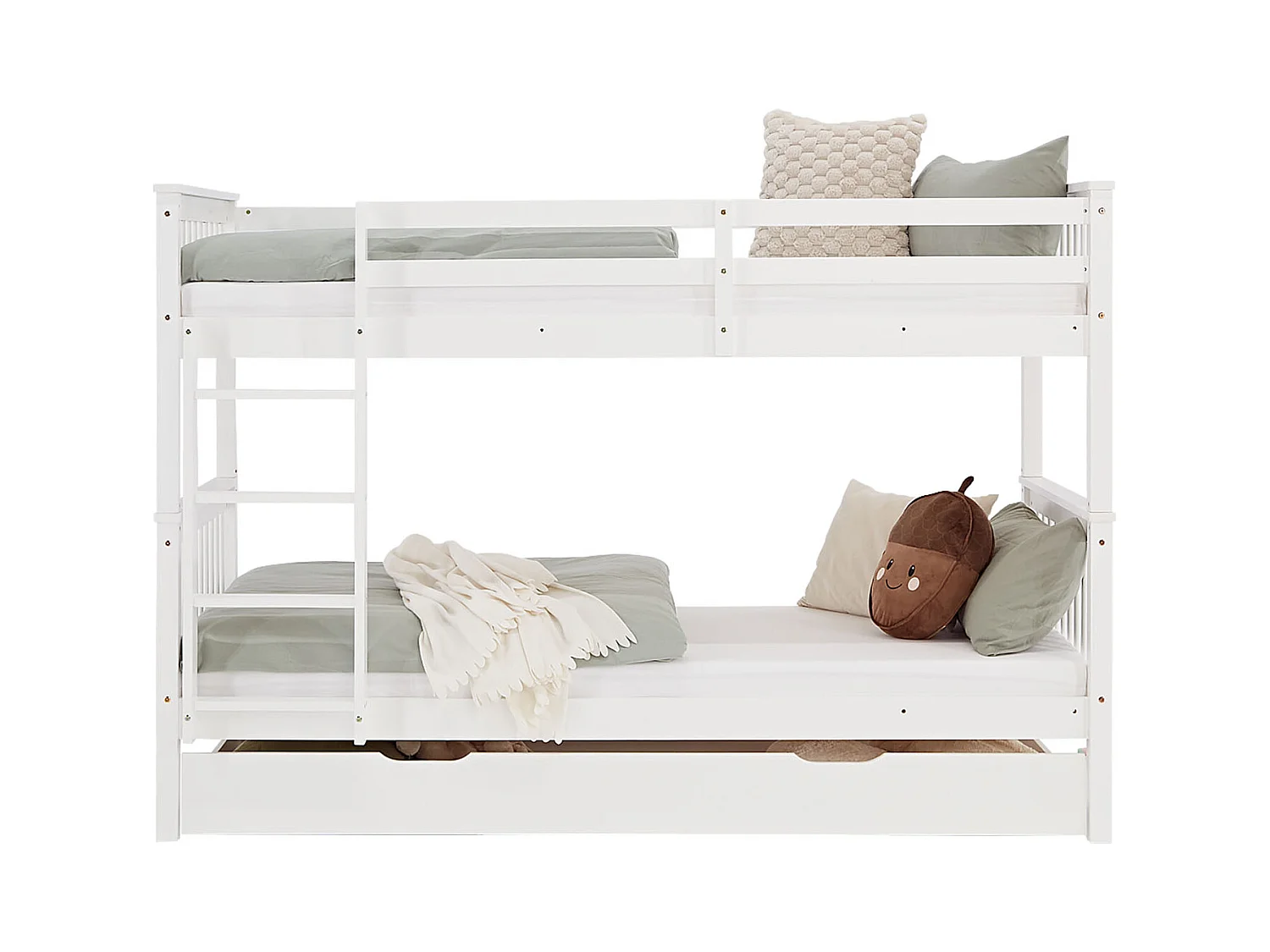 Etagenbett 90x200 cm weiß Massivkiefernholz