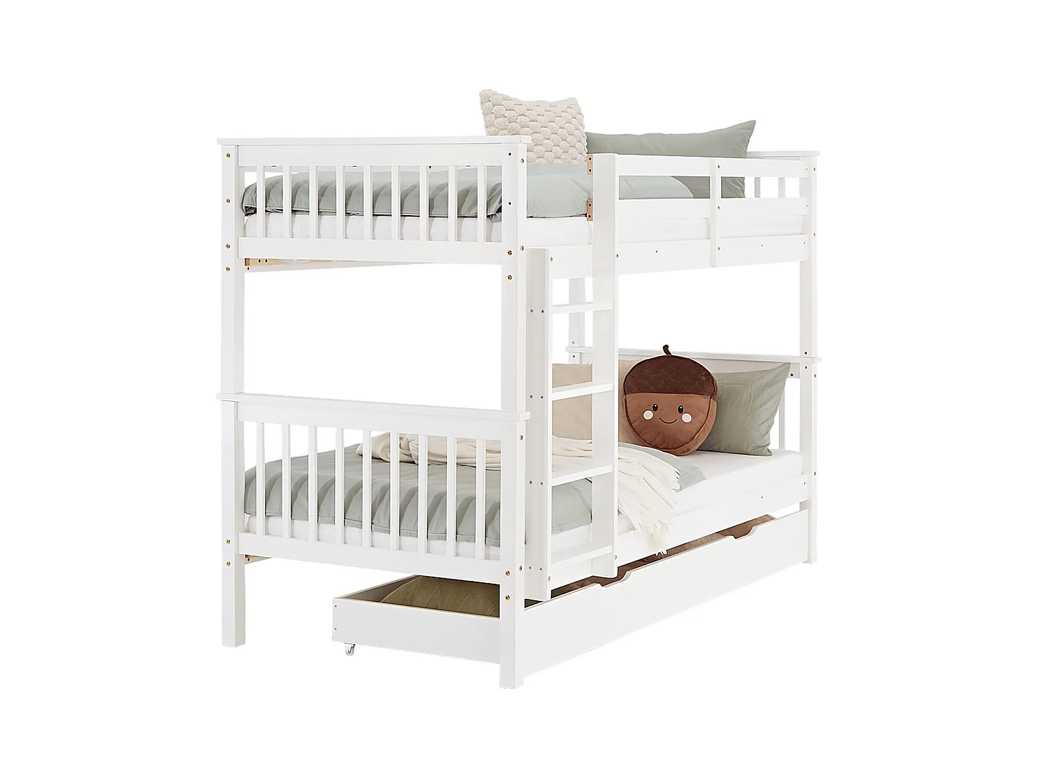 Etagenbett 90x200 cm weiß Massivkiefernholz