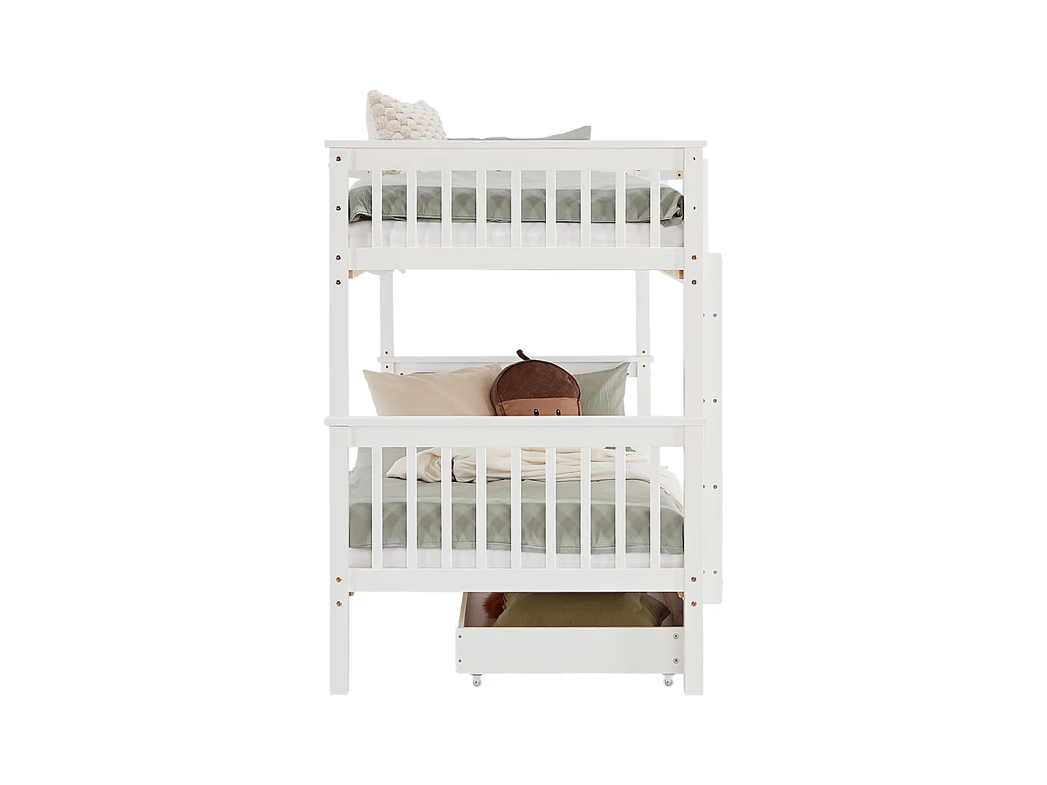 Etagenbett 90x200 cm weiß Massivkiefernholz