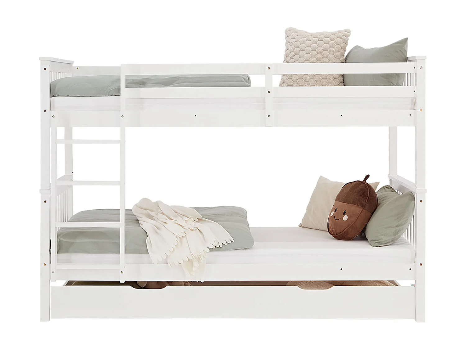 Cama Beliche 90x200 cm branco Madeira maciça de pinho