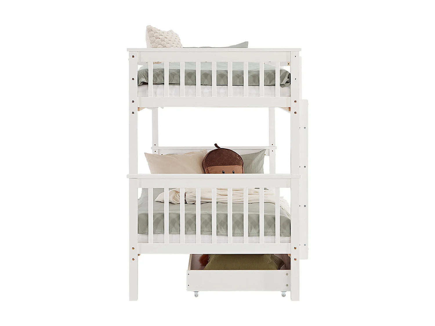 Cama Beliche 90x200 cm branco Madeira maciça de pinho