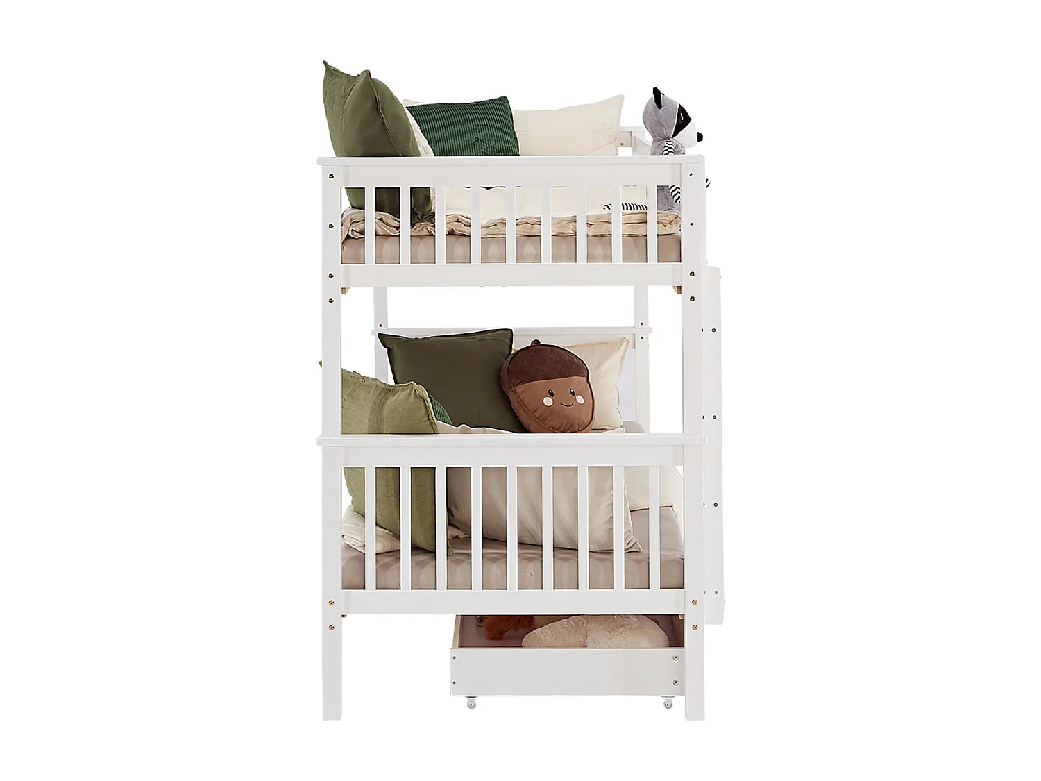 Cama Beliche 90x200 cm branco Madeira maciça de pinho