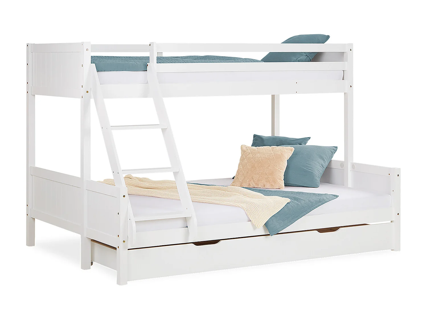 Lit superposé 207x139x146,5 cm lit enfant blanc