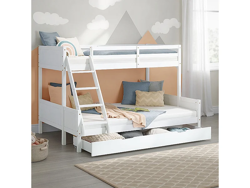 Łóżko piętrowe 207x139x146,5 cm białe łóżko dziecięce