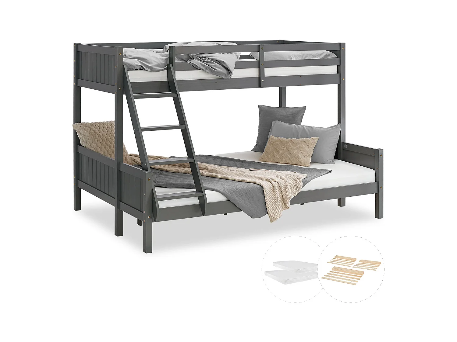 Etagenbett 90x200 cm 140x200 cm Grau