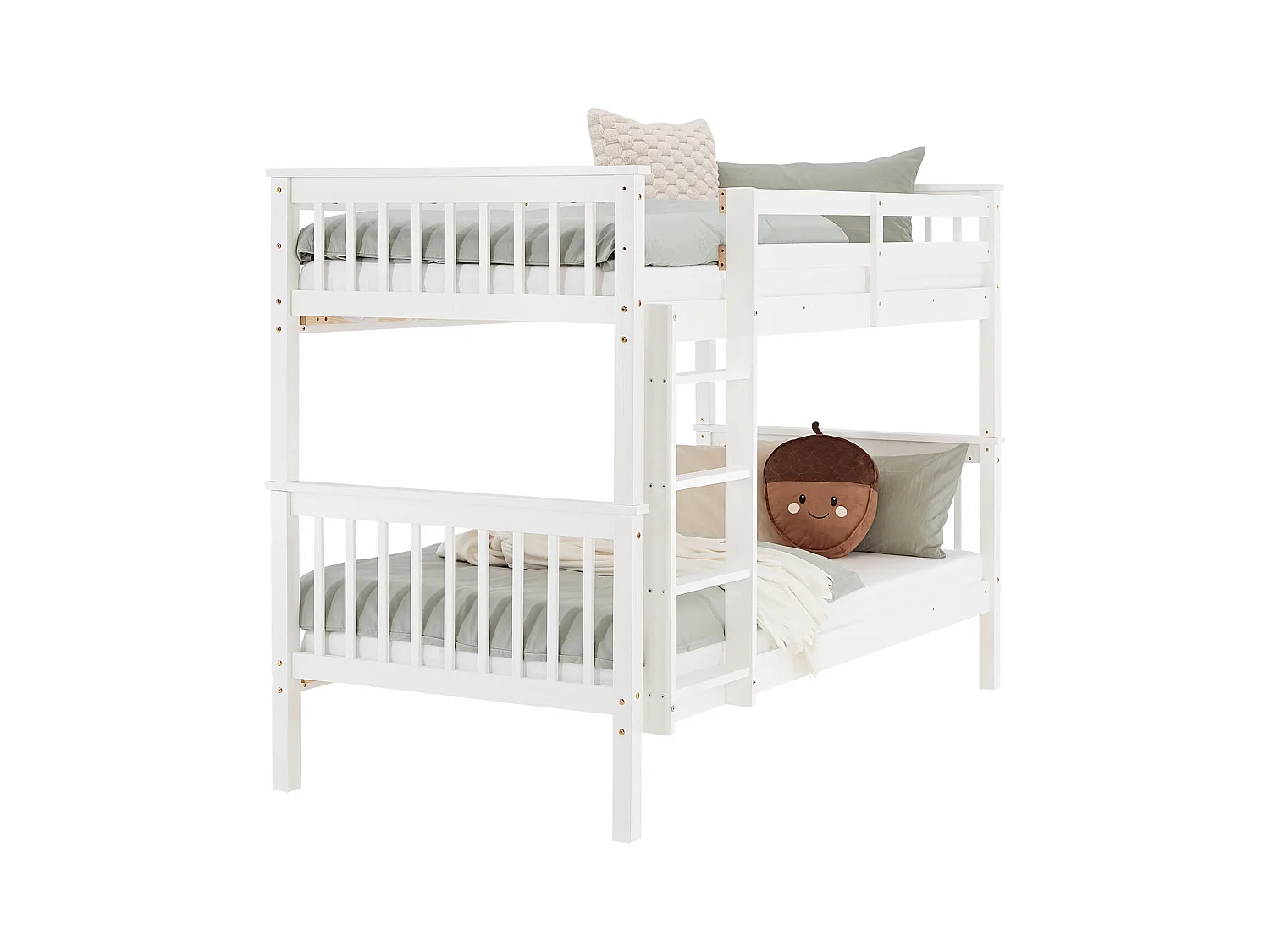 Etagenbett 90x200 cm weiß Kinderbett mit Matratze