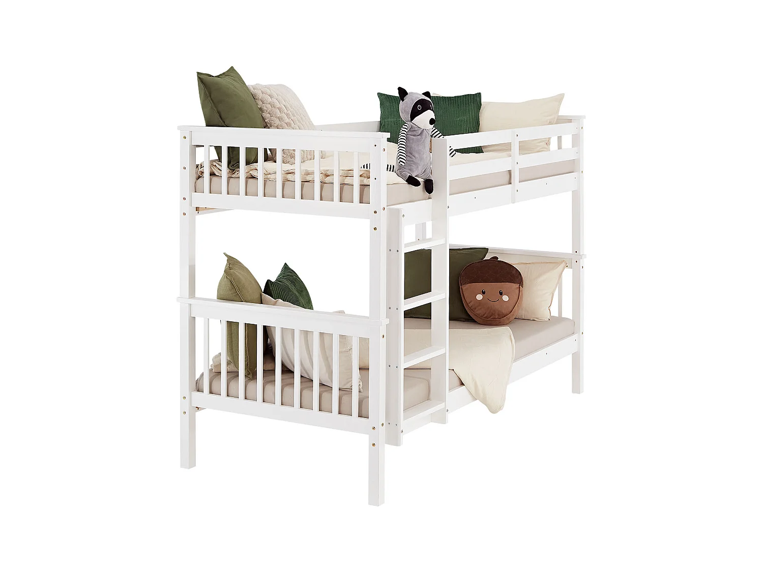 Etagenbett 90x200 cm weiß Kinderbett mit Matratze