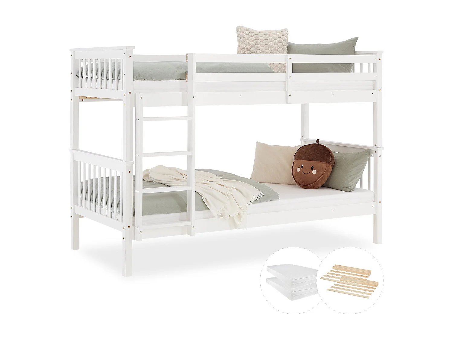 Stapelbed 90x200 cm wit Kinderbed met Matras