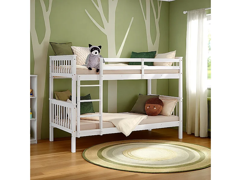 Stapelbed 90x200 cm wit Kinderbed met Matras