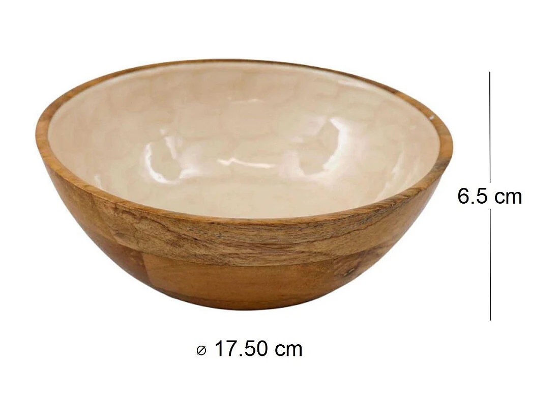 Bol en manguier et émail Nacre 17.5 cm