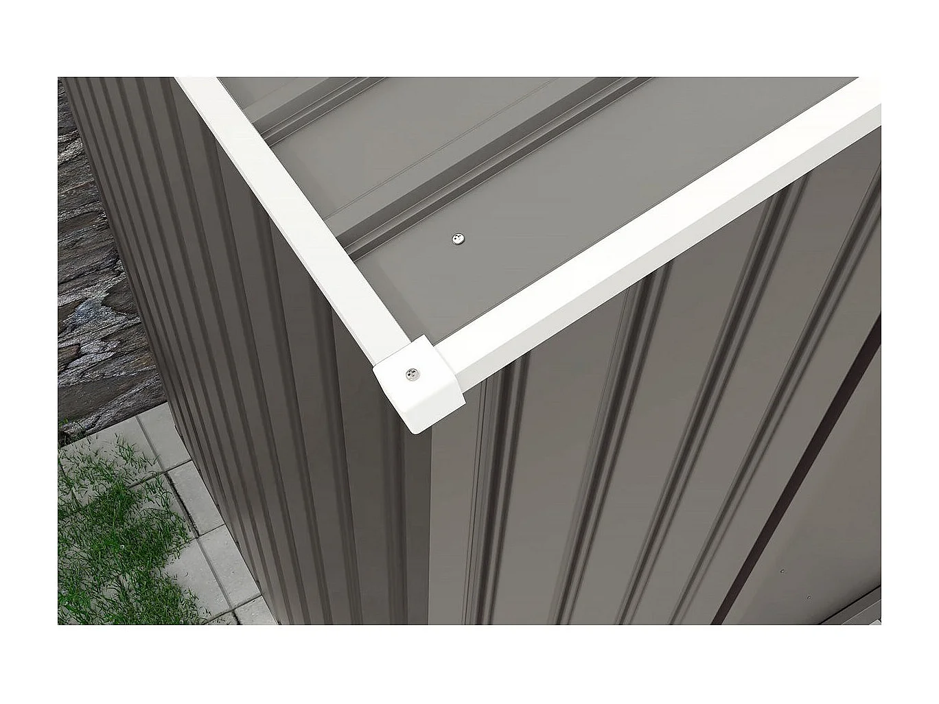 Gerätehaus aus Metall "Dallas"- 2,71 m² mit Dachrinne - Taupe