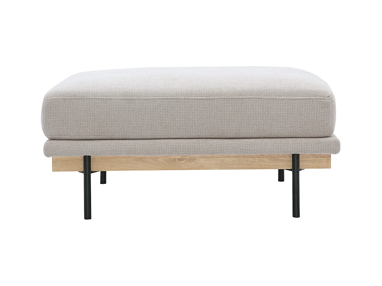 Pouf repose pieds en tissu chenille beige et métal noir TODD