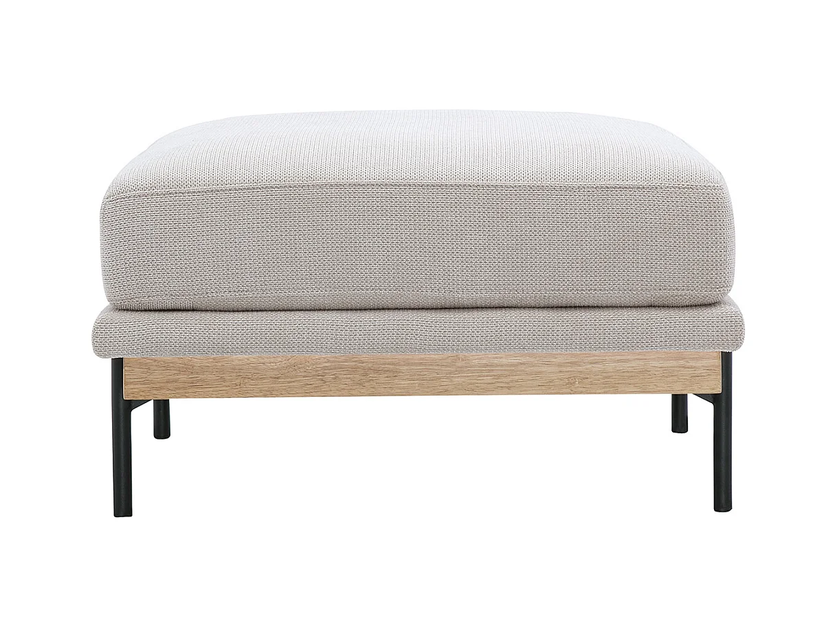 Pouf repose pieds en tissu chenille beige et métal noir TODD