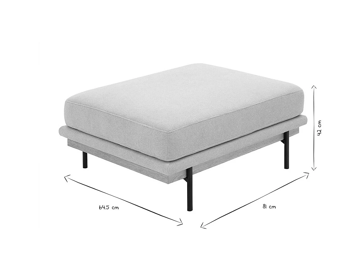 Pouf repose pieds en tissu chenille beige et métal noir TODD