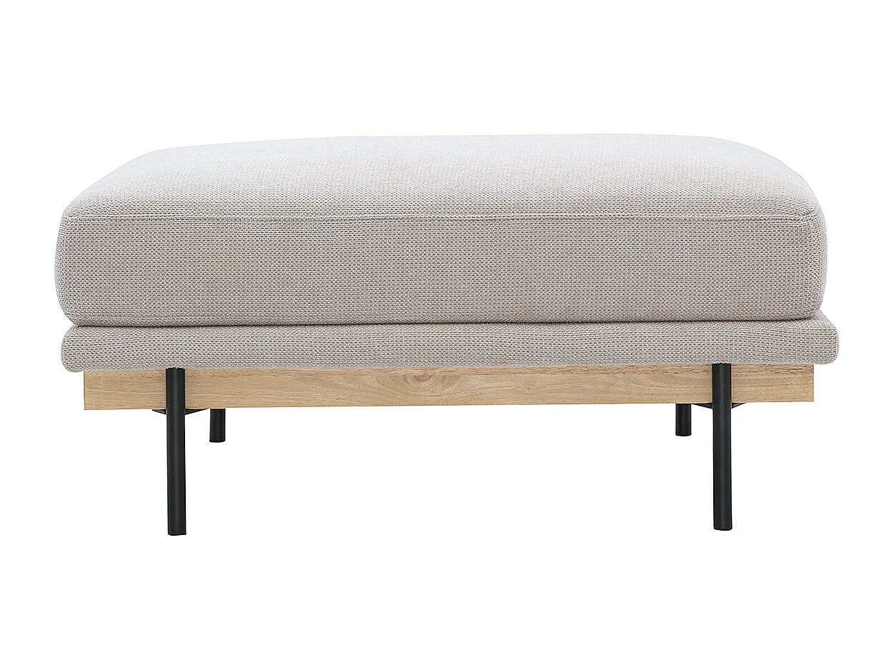 Pouf repose pieds en tissu chenille beige et métal noir TODD