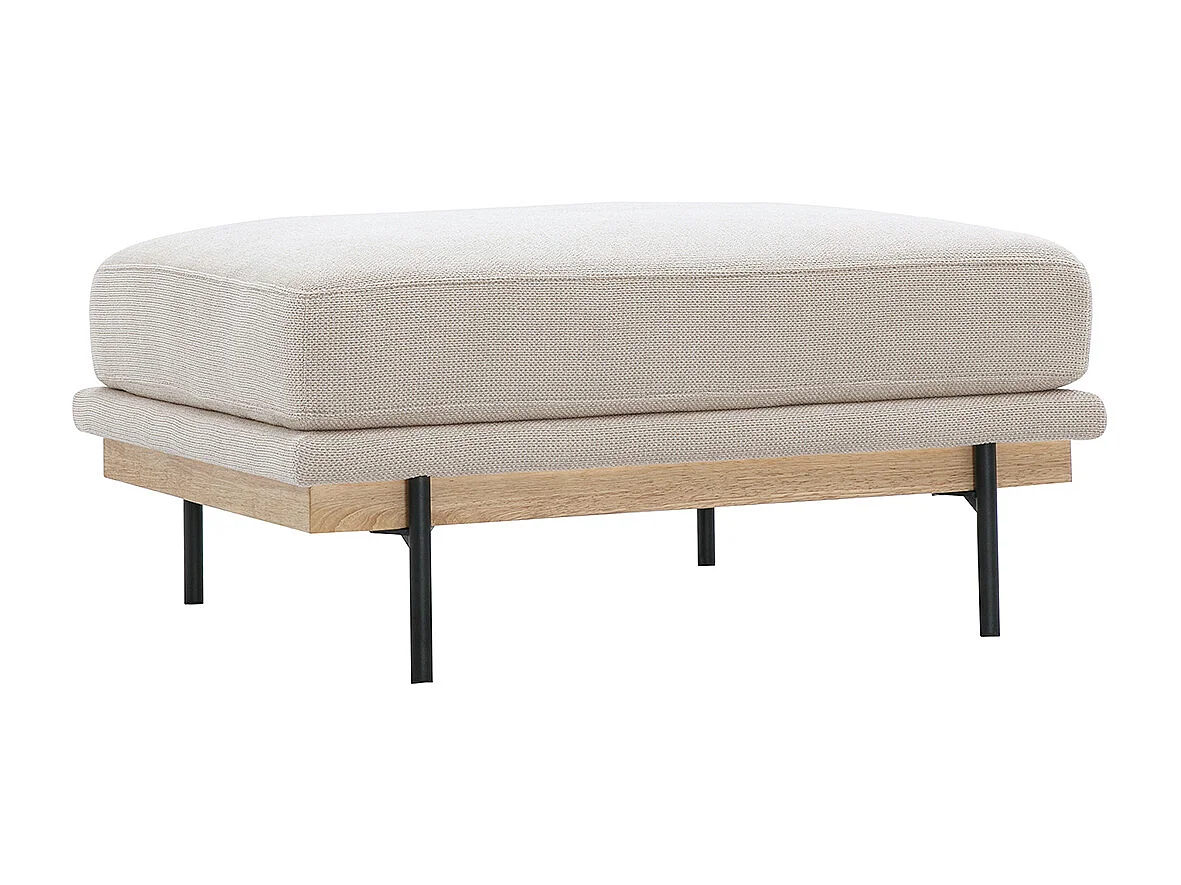 Pouf repose pieds en tissu chenille beige et métal noir TODD