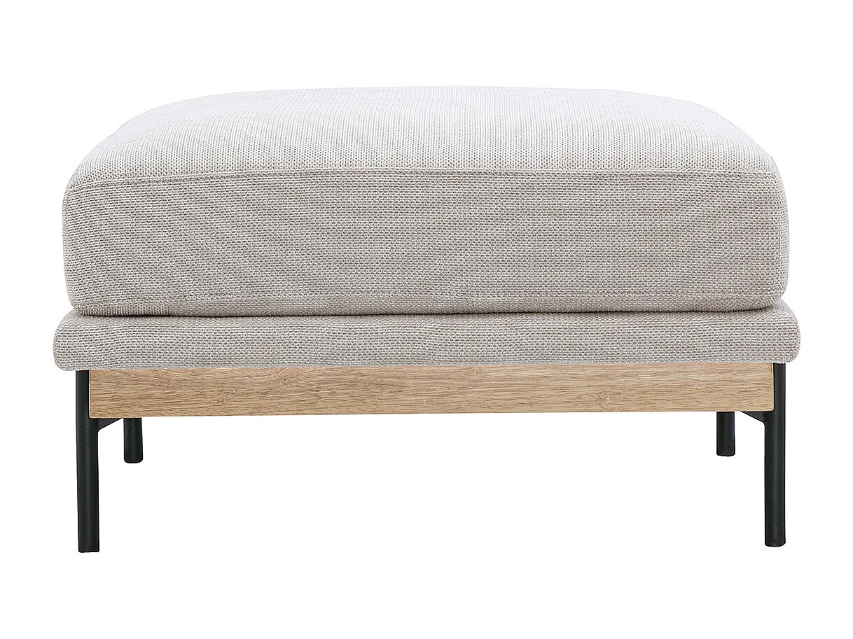 Pouf repose pieds en tissu chenille beige et métal noir TODD