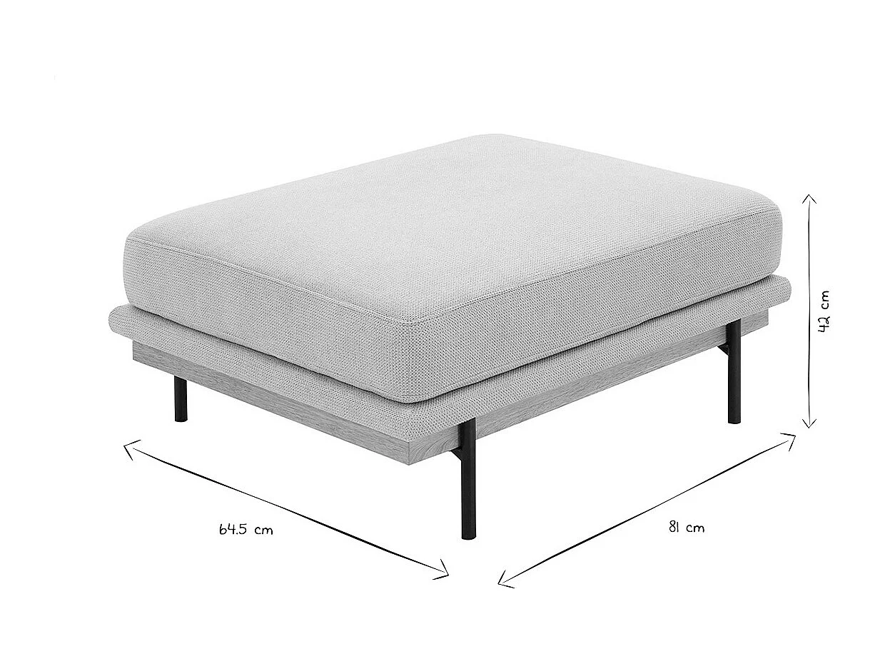 Pouf repose pieds en tissu chenille beige et métal noir TODD