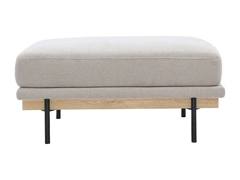 Pouf repose pieds en tissu chenille beige et métal noir TODD