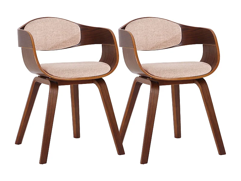Lot de 2 chaises de salle à manger design scandinave en tissu crème et structure en bois foncé 10_0001726