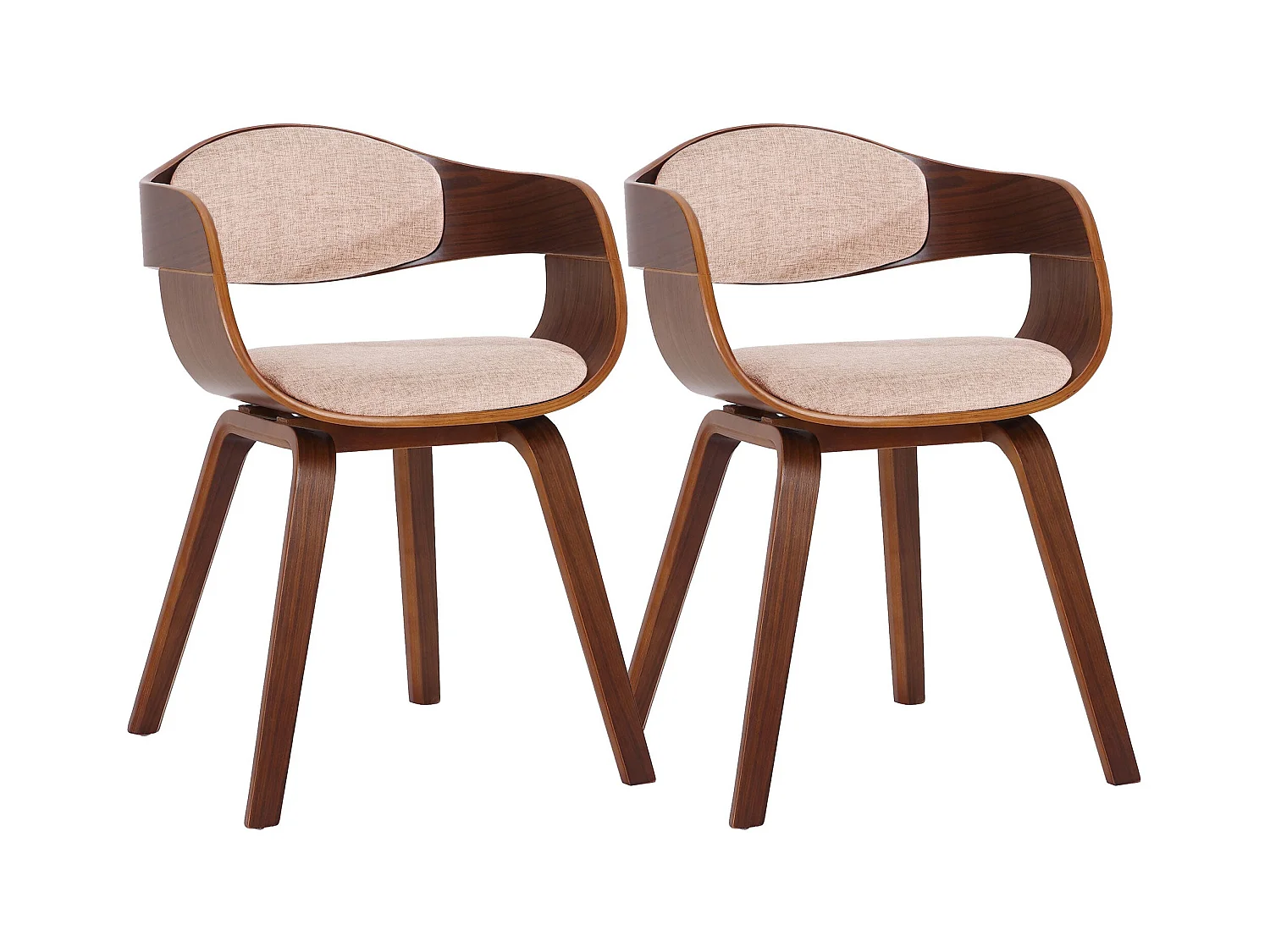 Lot de 2 chaises de salle à manger design scandinave en tissu crème et structure en bois foncé 10_0001726