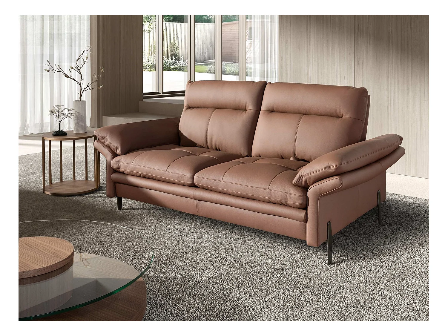 Canapé 2 places en cuir marron 6242 ANGEL CERDA