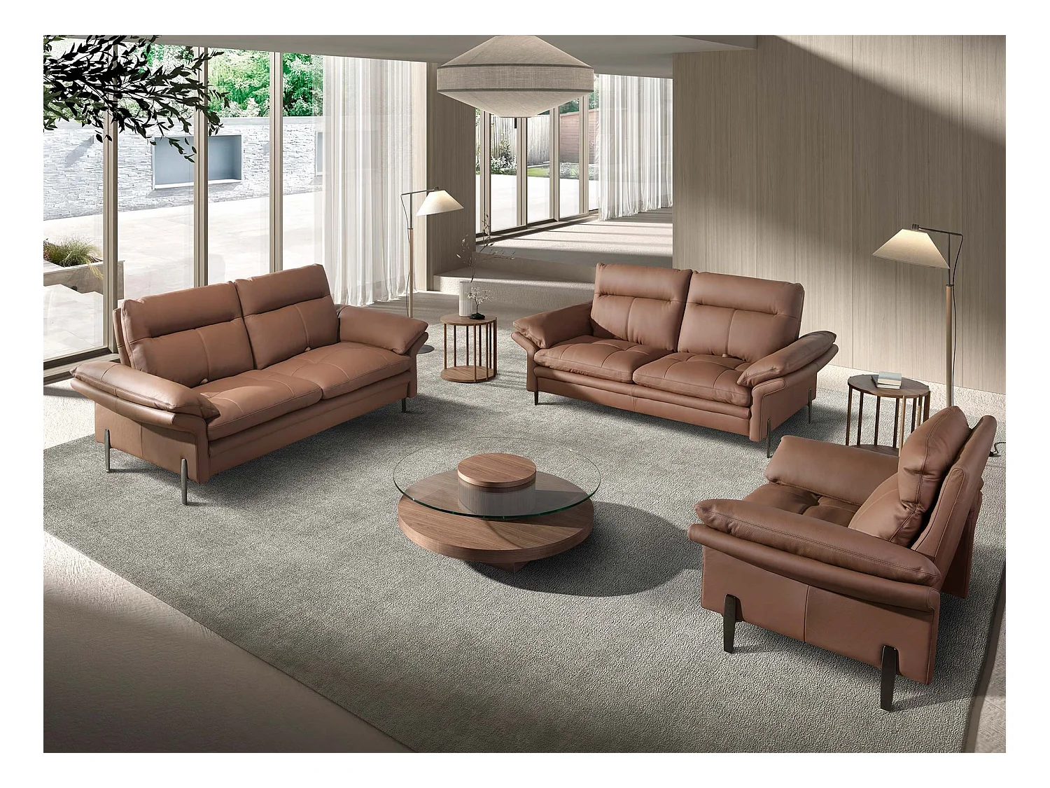 Canapé 2 places en cuir marron 6242 ANGEL CERDA