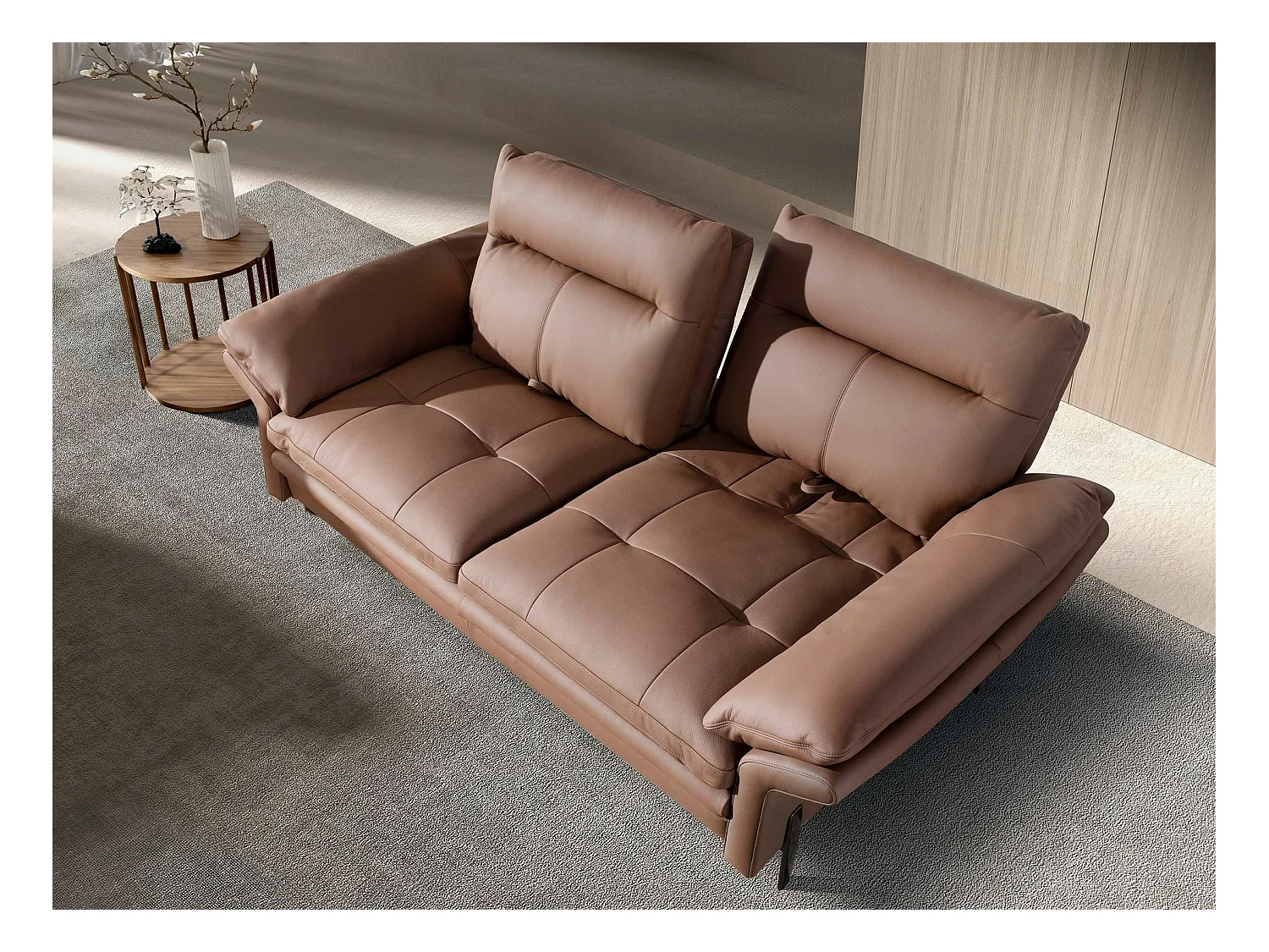 Canapé 2 places en cuir marron 6242 ANGEL CERDA