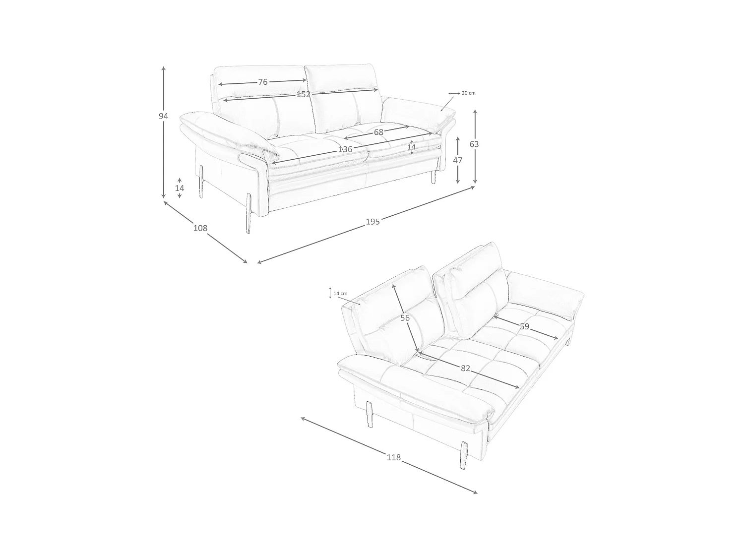 Canapé 2 places en cuir marron 6242 ANGEL CERDA